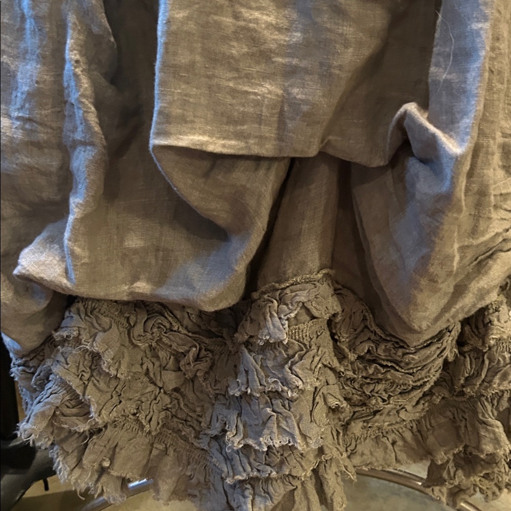 Magnolia Pearl olive green linen skirt CA#6 - Picture 6 of 8